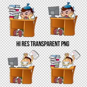 Preview of 4 in 1 Student Stress And Happy Sticker Clipart