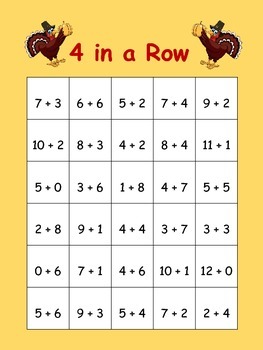 4 in a Row Addition by Emily Perri | TPT