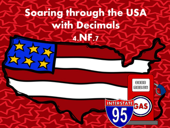 Preview of 4.nf.7 Soaring around the USA with decimals