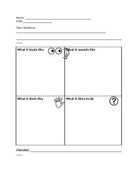 Preview of 4-square graphic organizer