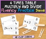 4 times table clip card game: multiplication and division 