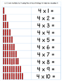 4 times tables array worksheet