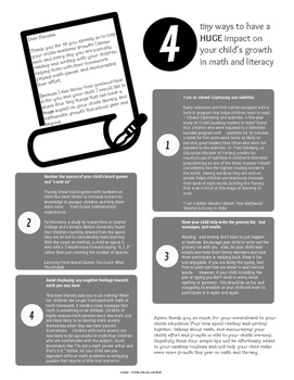 Preview of 4 Tiny Ways to Have a HUGE Impact on Your Child's Growth in Math and Literacy