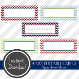 4" x 10" EDITABLE PRINTABLE Labels - Poppies Chevron Collection