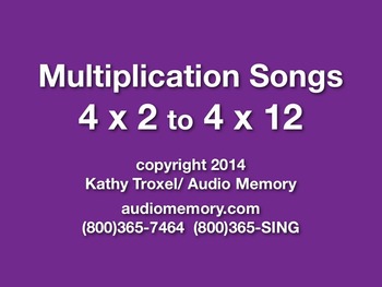 Preview of 4 x 2 to 4 x 12 mp4 Video from "Multiplication Songs" by Kathy Troxel