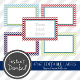 4" x 6" EDITABLE PRINTABLE Labels - Poppies Chevron Collection