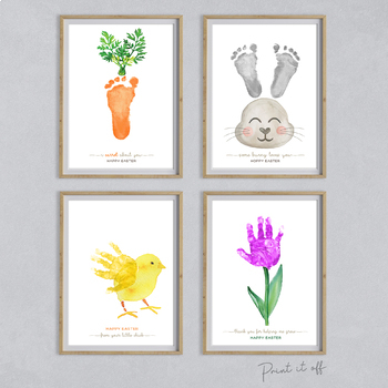 Preview of 4 x Easter Handprint Footprint Art / Parent Gift Activity Card Craft 0688