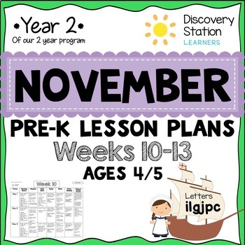 Preview of 4 year old Preschool NOVEMBER Lesson Plans