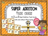 40 2 and 3 DIGIT NUMBERS ADDITION TASK CARDS (sums with/ w