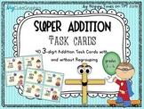 40 3-DIGIT NUMBERS ADDITION MATH TASK CARDS (sums with/ wi