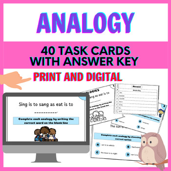 Preview of 40 Analogy Task Cards - Varied Practice