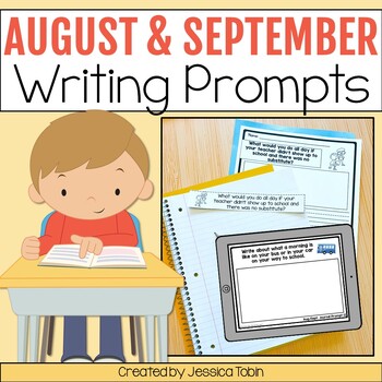 Preview of Back to School Writing Prompts August & September - Journal, Paper, or Digital