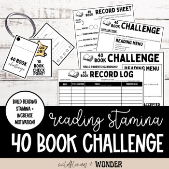 Preview of 40 Book Challenge Bundle (Parent Letter, Record Sheet, Book Cover, Book Reviews)