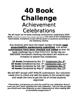 Preview of 40 Book Challenge Celebration invitations