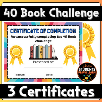 Preview of 40 Book Challenge Certificates - Editable