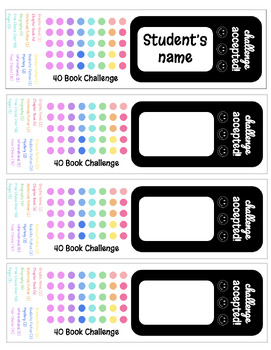 Preview of 40 Book Challenge - Editable