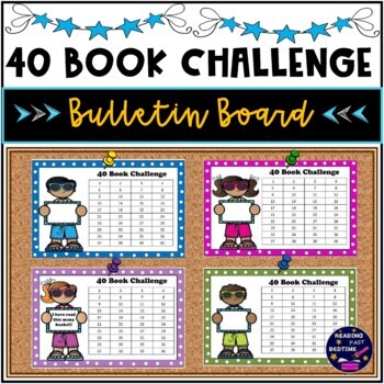 Preview of 40 Book Challenge Inspired Editable Bulletin Board