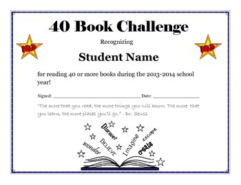 Preview of End of the Year Book Challenge Reading Certificates - Editable