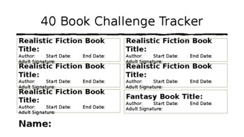 Preview of 40 Book Challenge Tracker - EDITABLE