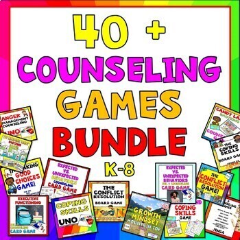 Preview of 40 + COUNSELING GAMES BUNDLE for Grades K-8