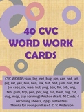 40 CVC Word Work Cards