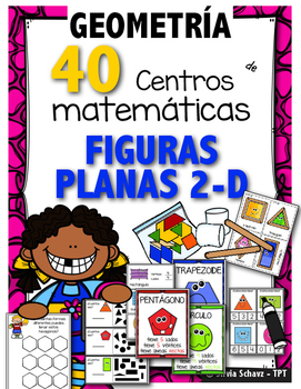 Preview of 40 Centros de aprendizaje de  geometría (FIGURAS PLANAS) para Kindergarten