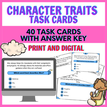 Preview of 40 Character Traits Task Cards to Build Vocabulary