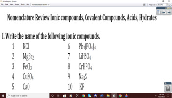 Preview of 40 Chemical Nomenclature Review Compounds in a Flipchart