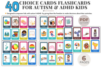 Preview of 40 Choice Flashcards for Autism & ADHD