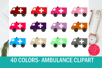 Preview of 40 Colors Ambulance Clipart Set