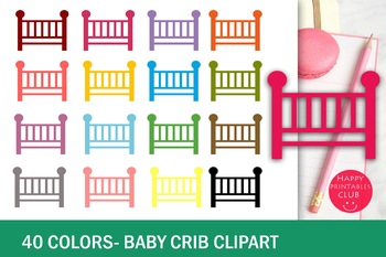 Preview of 40 Colors Baby Crib Clipart