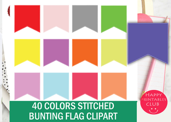 Preview of 40 Colors Bunting Flag Clipart