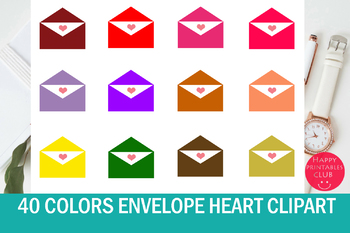 Preview of 40 Colors Envelope With Heart Clipart