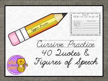 Preview of 40 Cursive Handwriting Practice Quotes and Figures of Speech