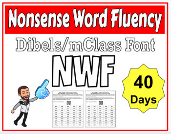 Preview of 40 Days of Nonsense Word Fluency Practice with Dibels Font | NWF (CVC Only)