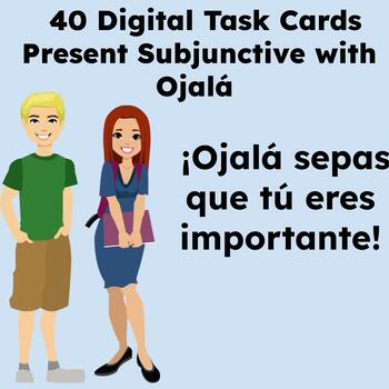 Preview of 40 Digital Task Cards with Ojalá Only