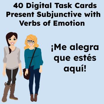 Preview of 40 Digital Task Cards with Verbs of Emotion Only