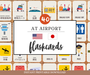 Preview of 40 English-Japanese Flashcards with Romaji | At airport