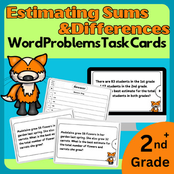 Preview of 40 Estimating Sums and Differences Word Problems Task Cards