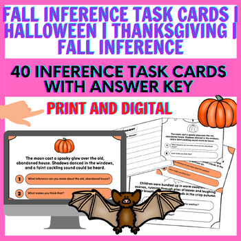 Preview of 40 Fall Inference Task Cards | Halloween | Thanksgiving | Fall Inference