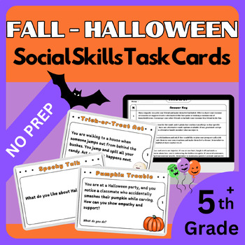 Preview of 40 Fall and Halloween Social Skills Task Cards