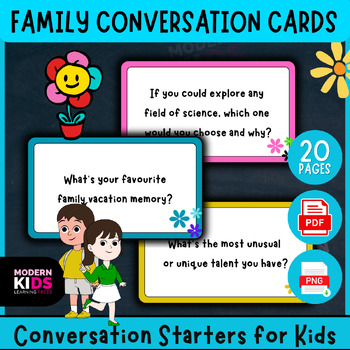Preview of 40 Family Conversation Cards for Kids - Conversation Starters for Kids