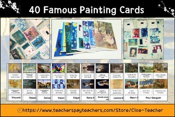 Preview of 40 Famous painting cards (Freebie!)