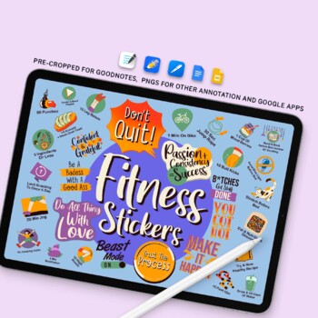 Preview of 40 Fitness Activity Sticker Pack, 50+ png Digital Planner Stickers