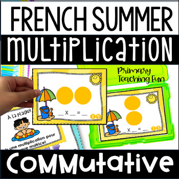 Preview of 40 French Multiplication Task Cards and Posters, Teach the Commutative Principle