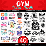 40 Gym Quotes SVG, PNG and EPS Bundle Colorful and Black Version