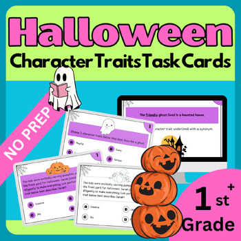 Preview of 40 Halloween Character Traits Task Cards