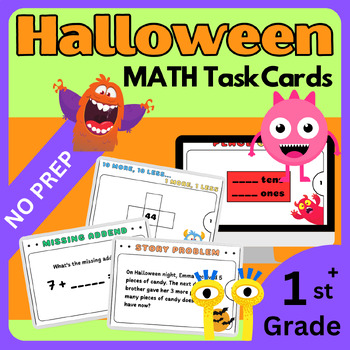 Preview of 40 Halloween Math Task Cards - Math Skills
