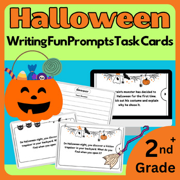 Preview of 40 Halloween-Themed Writing Fun Prompts Task Cards