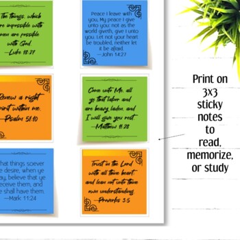 40 Hopeful Bible Verses for Sticky Notes - INSTANT DOWNLOAD